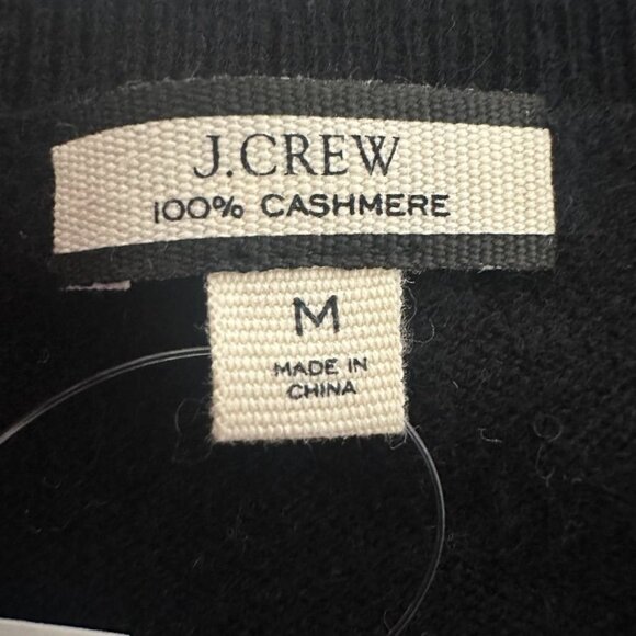 J CREW Black Cashmere Classic-fit Crewneck Sweater Black Size M Style #BA400 - Picture 8 of 10